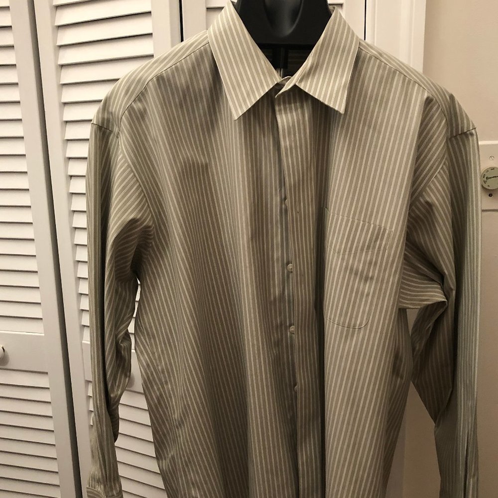 Joseph & Feiss men non-iron khaki shirt, 17 1/2